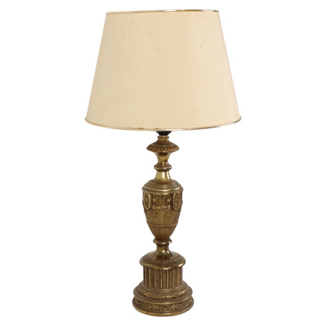 Classic Empire French Brass Table Lamp, 1950s For Sale - Image 4 of 18