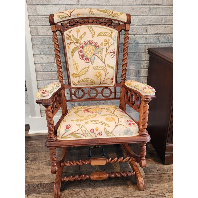Victorian 19th-Century George Hunzinger “Lollipop” Duplex Spring Platform Rocker For Sale - Image 3 of 13