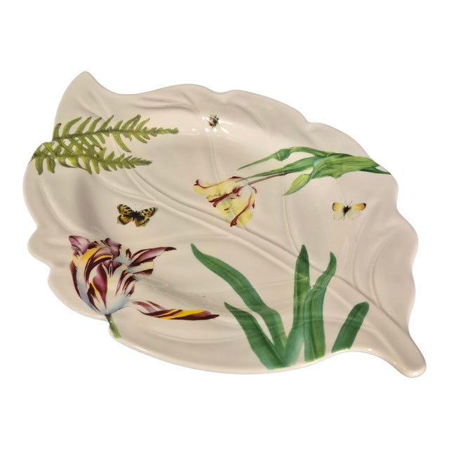 Ceramic Vintage Floral Haven Spode Leaf Shaped Floral Platter 18.8'' X 12'' For Sale - Image 7 of 7