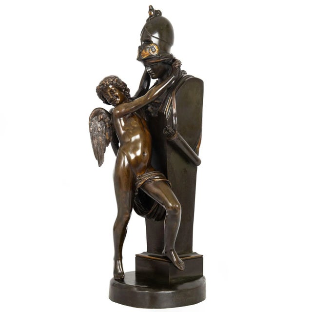 FELIX SANZEL French, 1829-1883 "L'Amour vainqueur" [Love Conquers] (1865) Patinated and burnished bronze | signed in cast...
