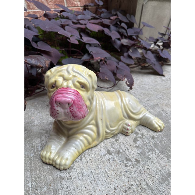 Chinoiserie Vintage Chinese Chinoiserie Porcelain Shar Pei Dog Figure For Sale - Image 3 of 6
