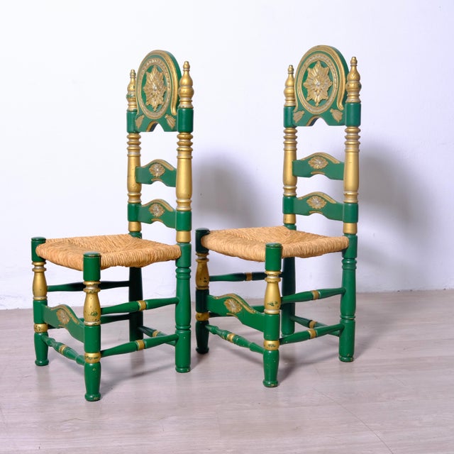 Spanish Colonial Carved Wood Chairs, 1940s, Set of 2 For Sale - Image 3 of 14