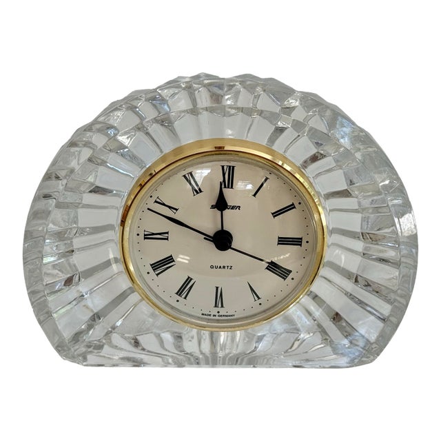 Late 20th Century Staiger Cut Crystal Mantel Clock For Sale