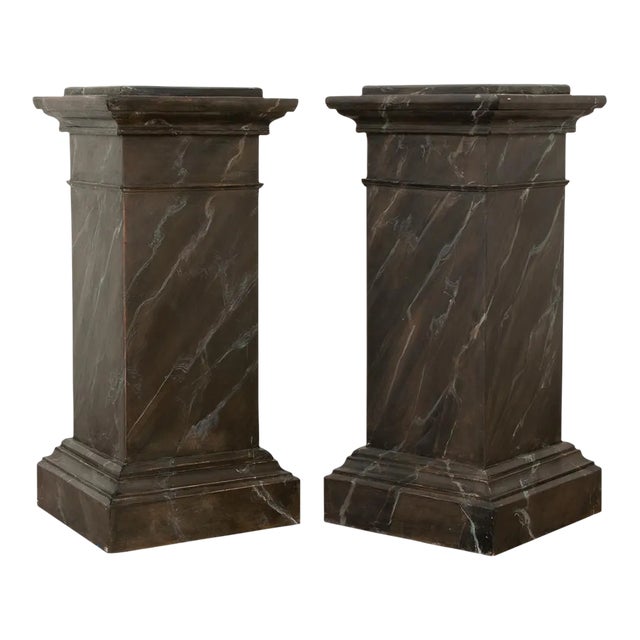 Reproduction Faux Marble Pedestals - a Pair For Sale