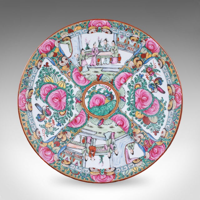 Traditional Antique Famille Rose Display Plate, Oriental, Rose Medallion, Charger, Edwardian For Sale - Image 3 of 8