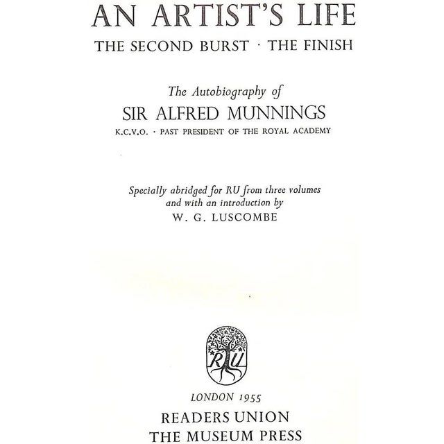 MUNNINGS, Sir Alfred [261] pp. The Museum Press 1955 8 1/2" x 5 3/4" Wrapper design by Suzanne Taylor