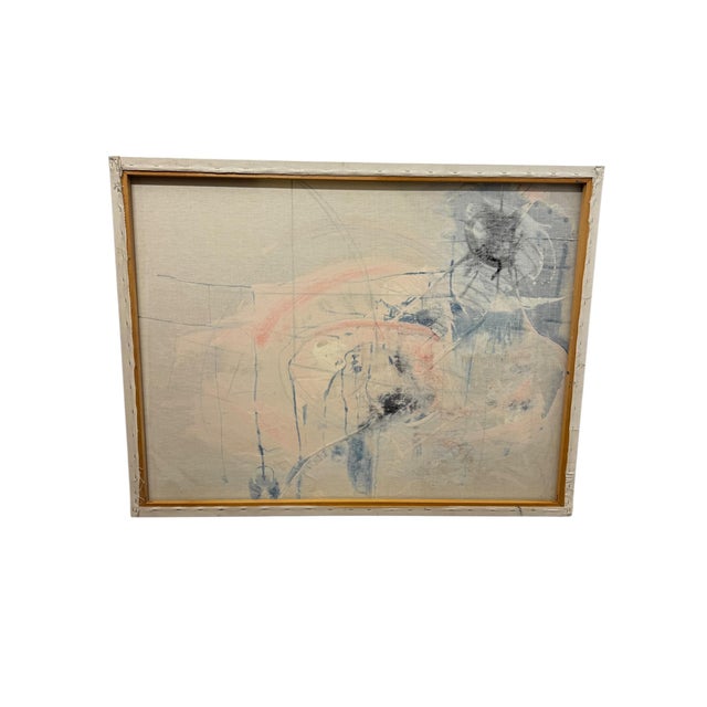 Large original abstract mixed media painting on canvas by Jack Craig Compton, dated 1991. This expressive work features a...