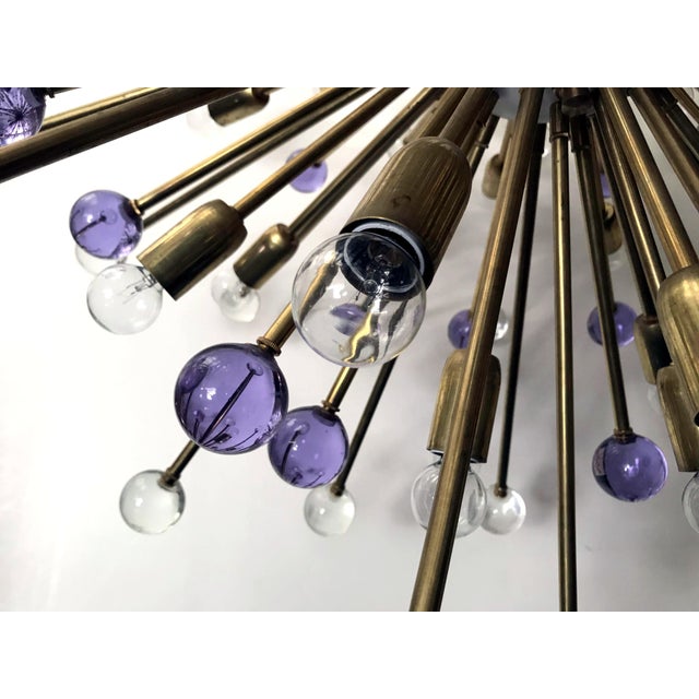 Italian 21st Century Italian Burst Clear and Lilac Murano Glass Sphere Sputnik by Fabio LTD For Sale - Image 3 of 9