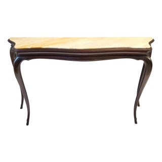 Ebonized Beech Console with Ivory Siena Marble Top attributed to Osvaldo Borsani, Italy, 1950s For Sale