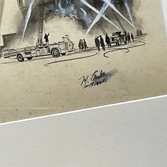 Wood Vintage MCM Sci-Fi Signed Original Ink Sketch of Man‚Äôs Face For Sale - Image 7 of 10