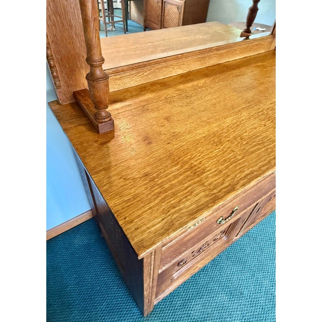 Victorian Late 19th Century Victorian Tiger Oak Sideboard / Buffet For Sale - Image 3 of 12