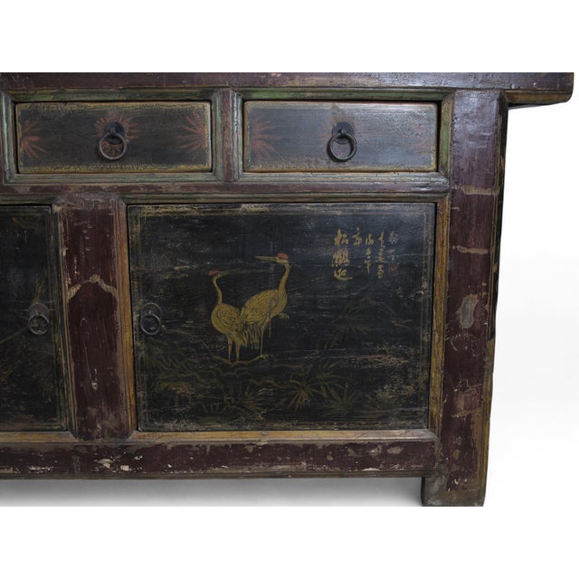 Hand Painted 98" Inch Long Asian Buffet Sideboard For Sale In Boston - Image 6 of 11