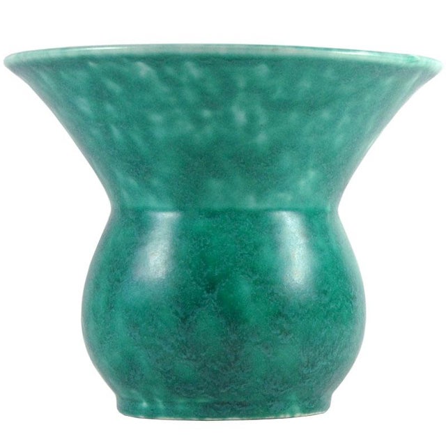 English Green Glaze Pottery Vase, 1930s For Sale - Image 9 of 9