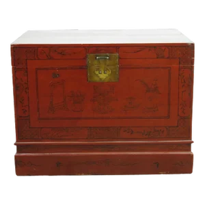 1900s Red Antique Trunk