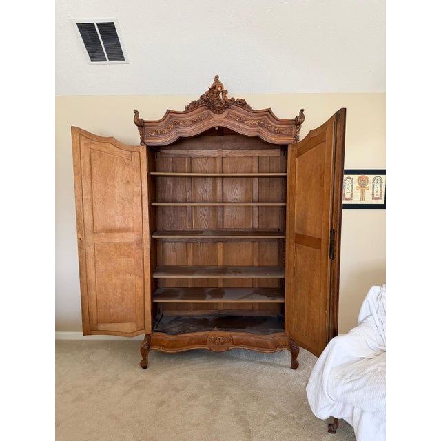 19th Century French Louis XV Style Walnut Armoire With Beveled Mirror Doors, Circa 1880 For Sale - Image 15 of 17