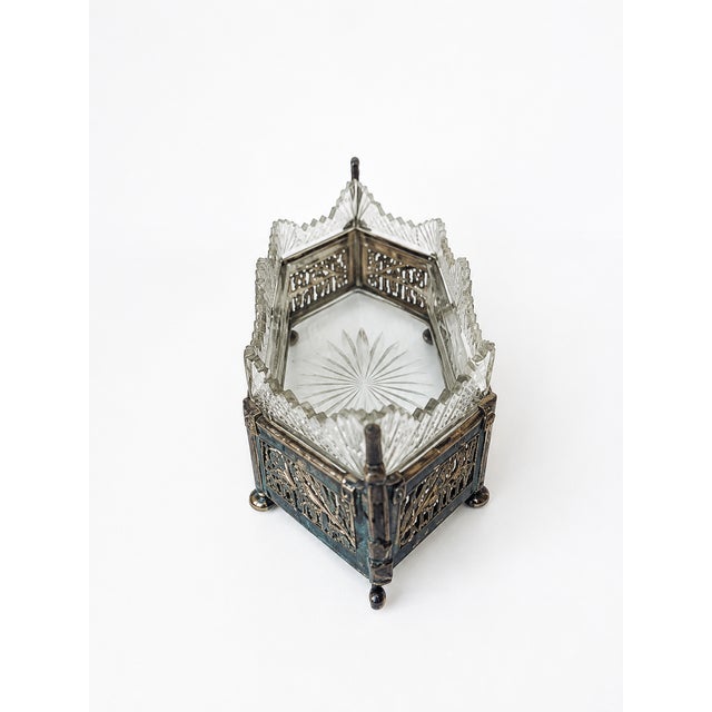 Art Nouveau French Silver-Plated and Cut-Glass Jardinière, 1900s For Sale - Image 5 of 13
