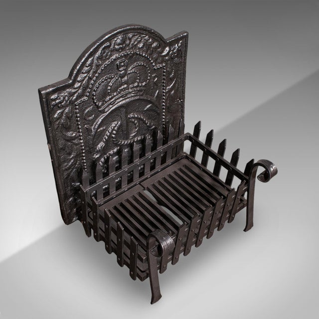 Victorian Antique Fireplace Hearth Set, English, Cast Iron, Fire Back, Grate, Victorian For Sale - Image 3 of 12