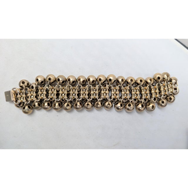 Gold Vintage 1960s Signed Napier Goldtone Machined Balls Charm Bracelet For Sale - Image 8 of 8
