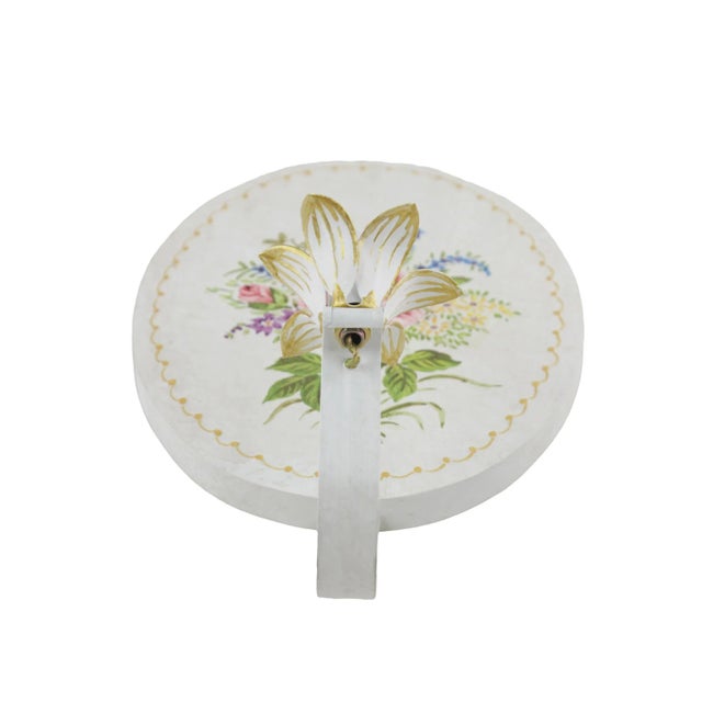 Pair of Vintage English-Painted Floral Decor Metal Wall Lamps For Sale In New York - Image 6 of 11