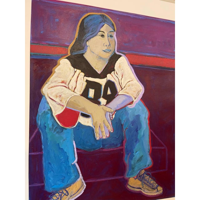 Figurative 89 & Holding, Original Acrylic Painting, Framed Marie Straw (1894-1996) For Sale - Image 3 of 6