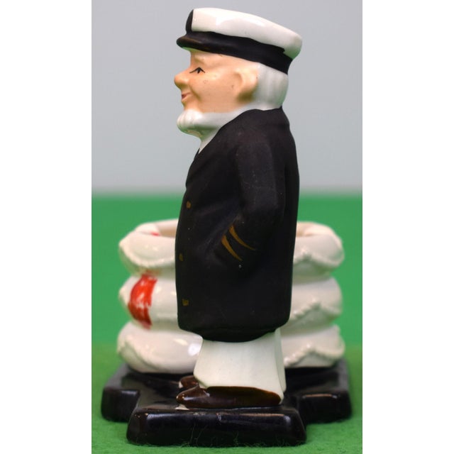 Sea Captain W/ 3 Life Rings Nautical Ashtray For Sale - Image 4 of 5
