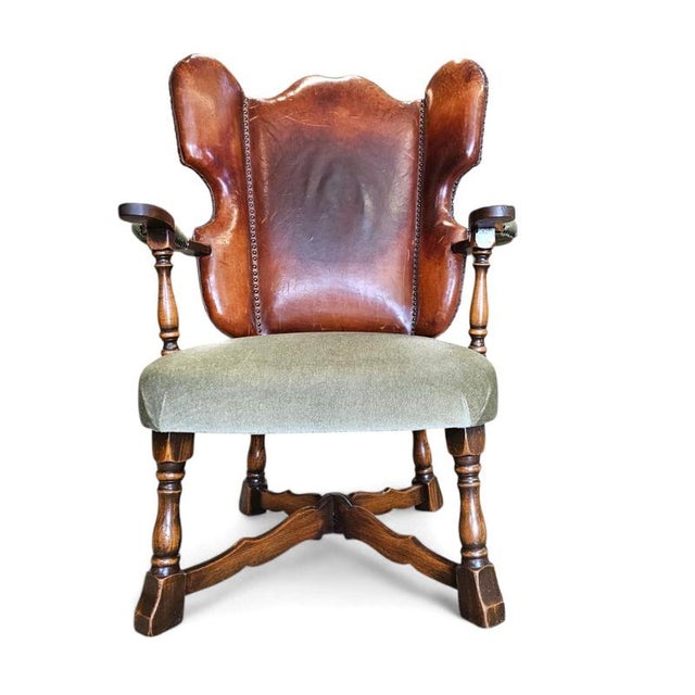 Wood Leather and Oak F 297 Wing Chair by Theo Ruth for Artifort, 1949 For Sale - Image 7 of 10