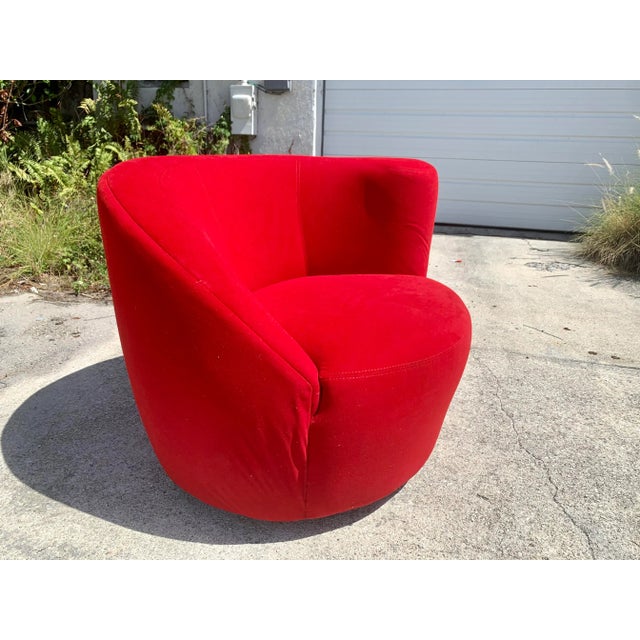 1990s Vladimir Kagan Style “Nautilus” Swivel Chair For Sale - Image 5 of 13