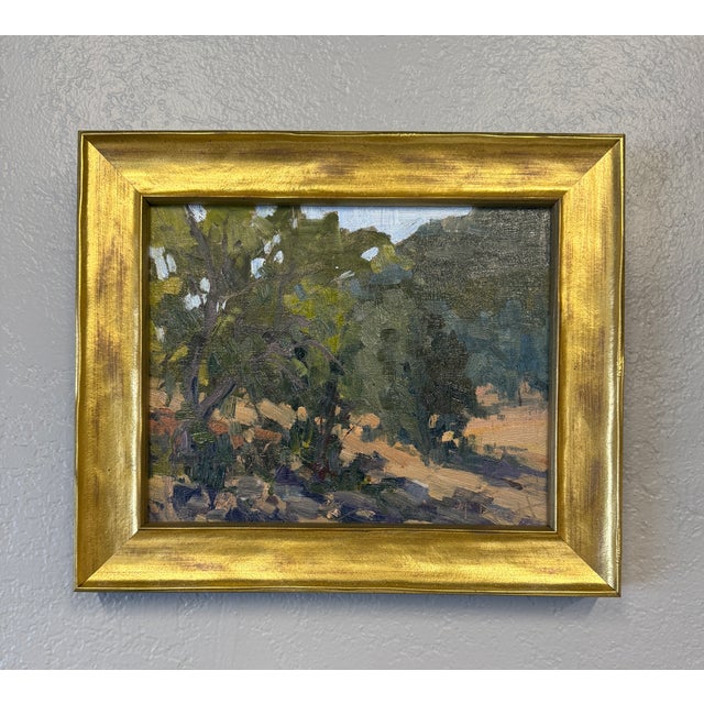 Stunning plein air landscape oil painting newly framed in a gilt wood frame. Art, 10" x 8". The artist, La Nell Arndt, is...