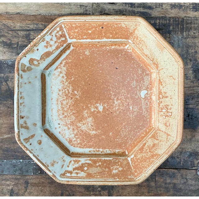 Vintage Original Studio Pottery Octagon Dinner Plates - Set of 6 For Sale - Image 10 of 12