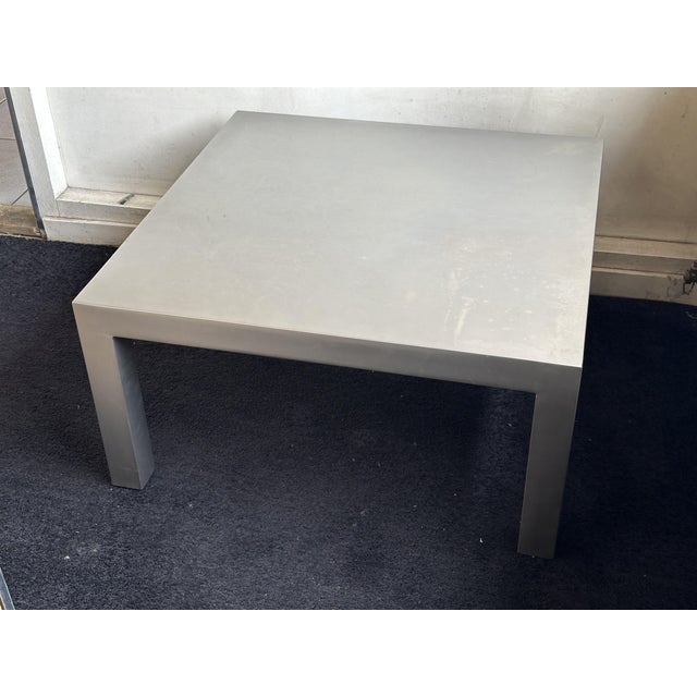 Square Brushed Stainless Steel Coffee Table, France, 1970s For Sale - Image 6 of 10