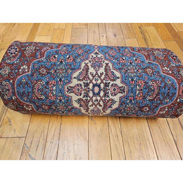 Persian Vintage Persian Bibikabad Rug, Hand-Knotted Wool, Herati Geometric Pattern, Rust Red & Blue, 9x12 For Sale - Image 3 of 18