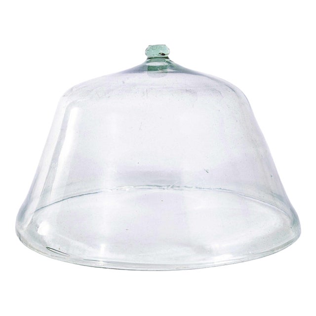 Antique French Mouth Blown Glass Cloche, 1800s For Sale