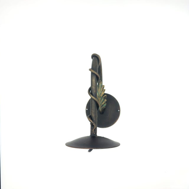 Hand-Forged Wrought Iron Wall Sconce Body (Botanical Vine & Leaf Motif) Artistic Fixture For Sale - Image 4 of 7