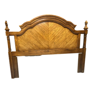 Queen Size Dixie Furniture Solid Oak French Provincial Headboard - Vintage Circa 1970
