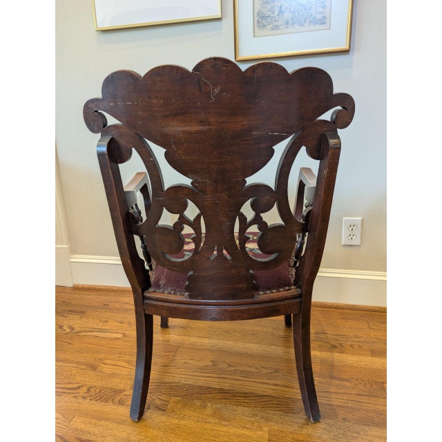 Burgundy Early 20th Century Elegant Edwardian Armchair For Sale - Image 8 of 8