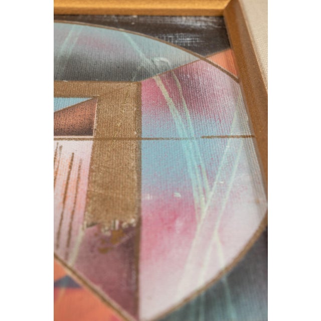 Framed Signed Mid-Century Modern Geometric Abstraction Oil on Canvas Painting by Fred Blassingham, Usa, C. 1980s For Sale - Image 13 of 13