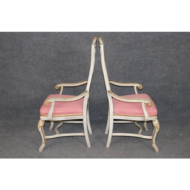 Drexel Heritage Set 8 Paint Decorated Chinoiserie Paint Decorated Dining Chairs Italian Style For Sale - Image 4 of 18