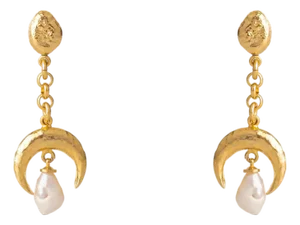 Mystic Moonlight Pearl Gold Earrings, A Pair