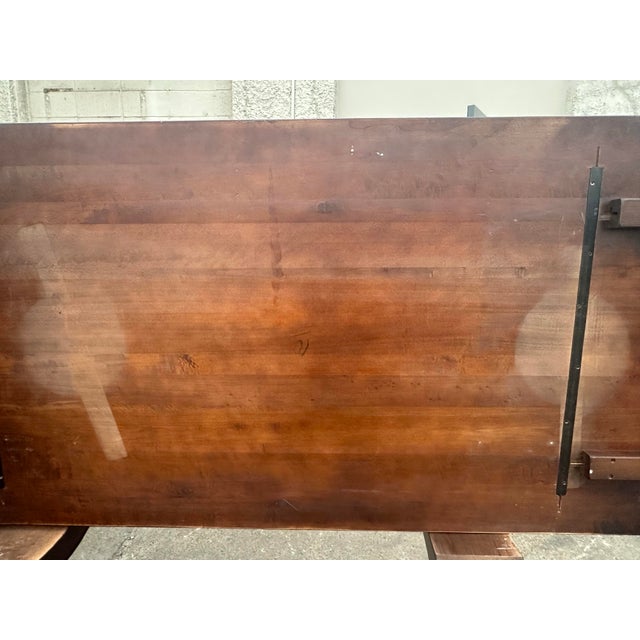 Early 20th Century Solid Cherry Wood 79" Trestle Dining Table Made in Italy - Vintage Late 20th Century For Sale - Image 5 of 6