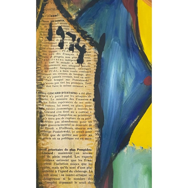 Blue Etienne Ret Mixed Media Portrait of a Newsboy C.1974 For Sale - Image 8 of 10