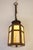 Metal 1910s Arts & Crafts Copper Iron Stained Glass Mission Hexagon Chimney Lantern Hanging Lamp 1910's For Sale - Image 7 of 14