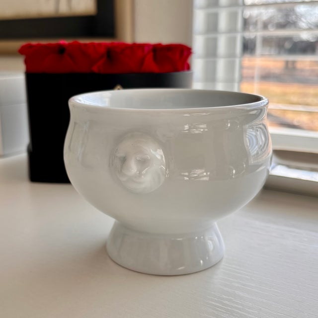 French Bodum French White Porcelain Lion Head Soup Bowls - Set of 4 For Sale - Image 3 of 14