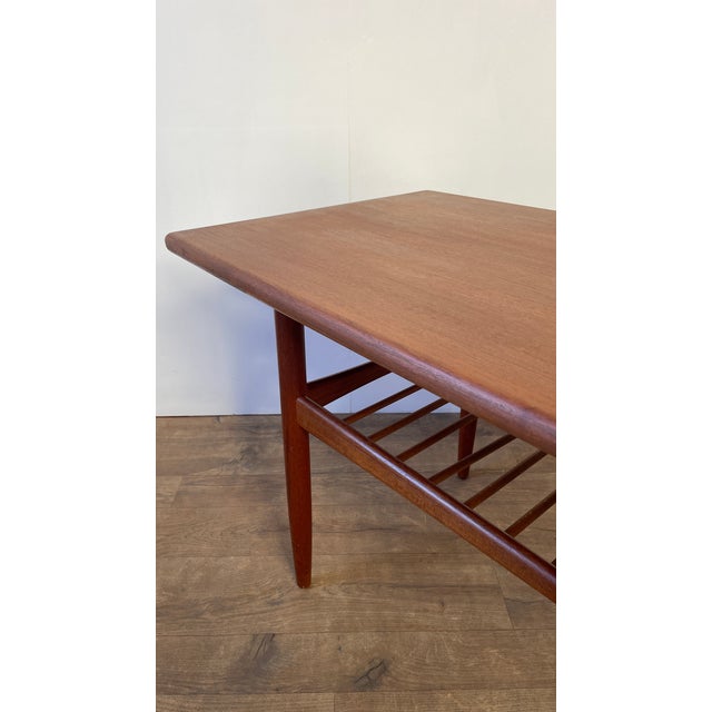 Brown Mid-Century Modern Danish Teak Coffee Table with Slatted Shelf, 1960s For Sale - Image 8 of 18