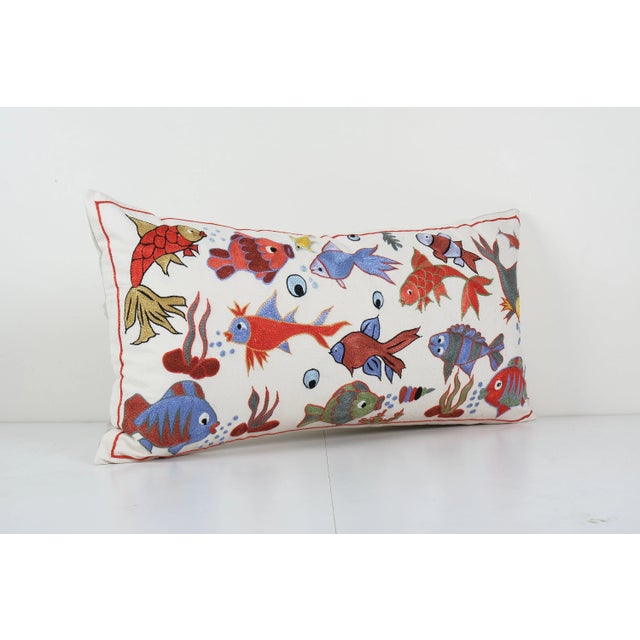 Mid-Century Modern Uzbek Suzani Pillow Cover For Sale - Image 3 of 5