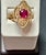 2 Carat Treated Round Ruby 14 Karat Yellow Gold Cocktail Ring, Vintage For Sale - Image 4 of 18