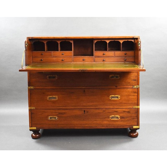 Victorian Teak Campaign Chest, 1870 For Sale - Image 3 of 12