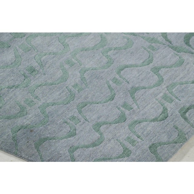 Rug & Kilim Rug & Kilim’s Modern Rug, Silver-Gray With Green Geometric Patterns “Youngste” For Sale - Image 4 of 11