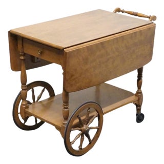 Ethan Allen Heirloom Nutmeg Maple Colonial Early American 41" Accent Drop Leaf Server / Tea Cart 10-6085 For Sale