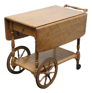 Ethan Allen Heirloom Nutmeg Maple Colonial Early American 41" Accent Drop Leaf Server / Tea Cart 10-6085