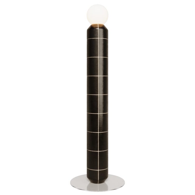 Handcrafted Ceramic and Glass Floor Lamp in Black Matt by Svitanok For Sale - Image 4 of 4